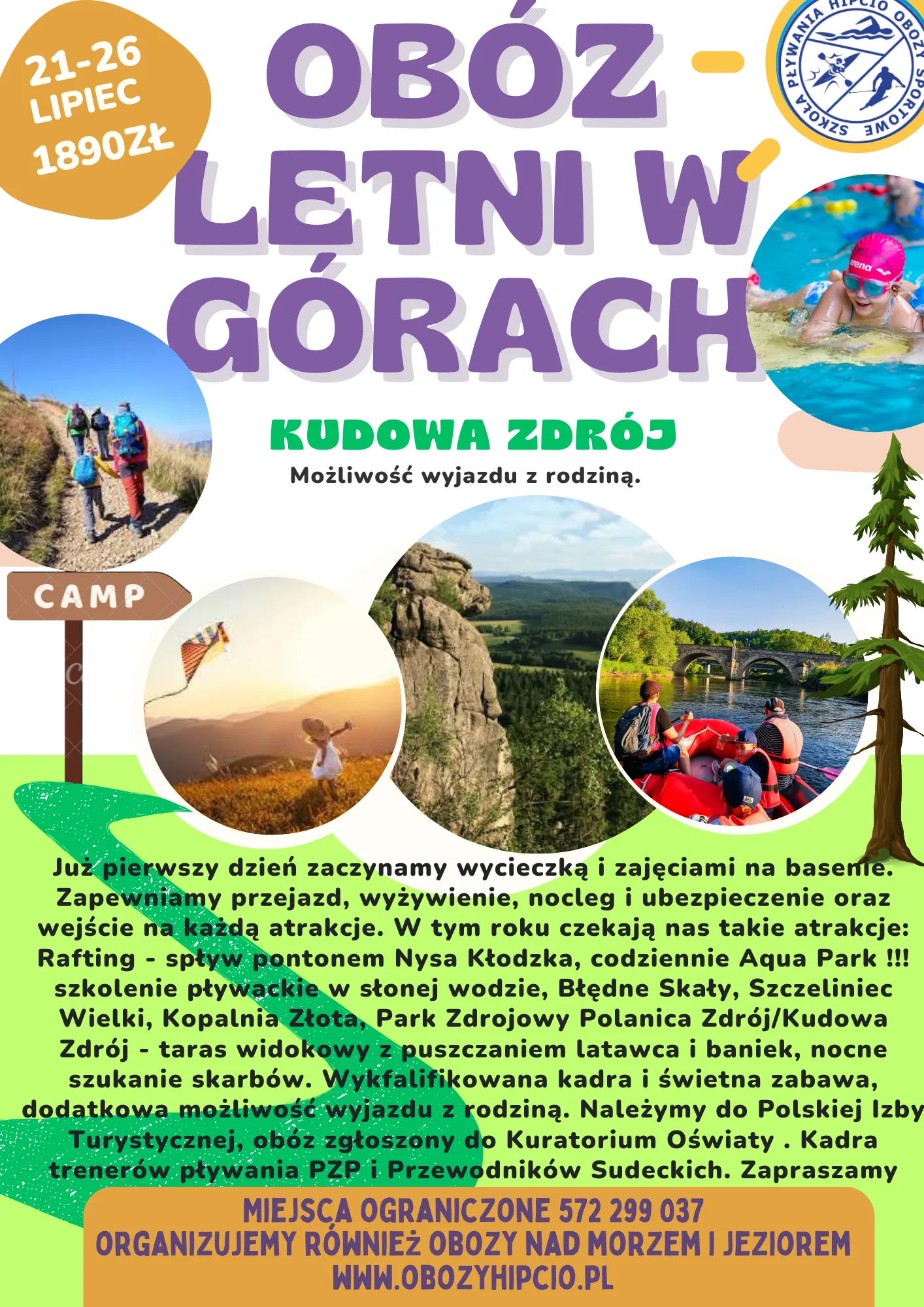 Plakat Obóz Letni w Górach